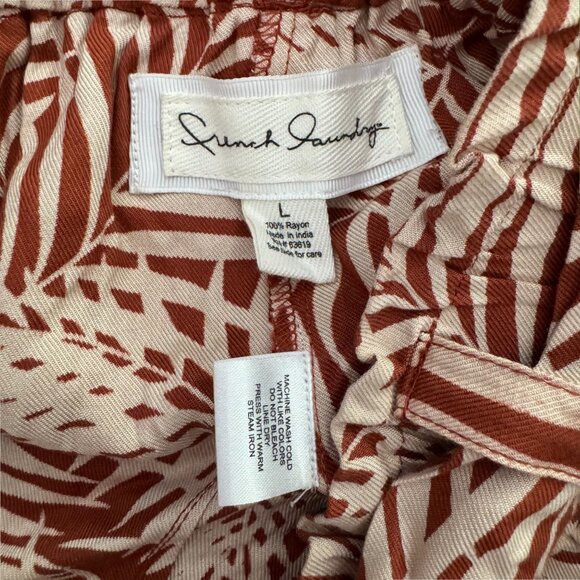 NWT FRENCH LAUNDRY Palm Leaf Pattern Wide Leg Palazzo Elastic Cropped Pants L XL - Picture 4 of 5